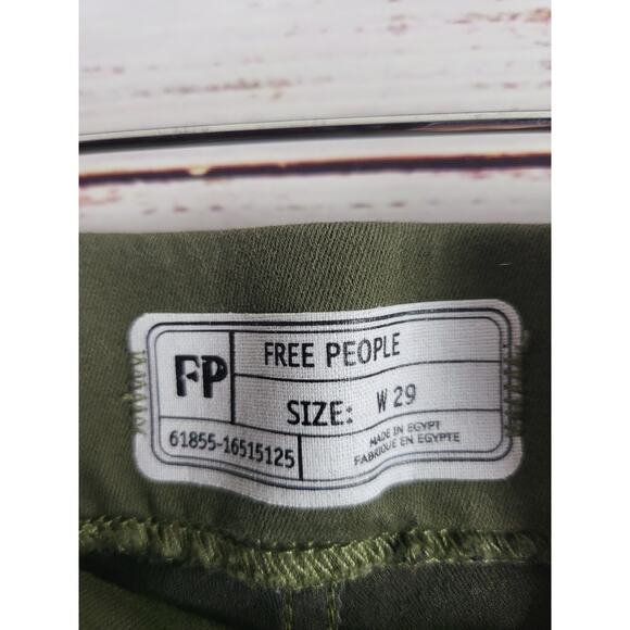 Free People Pull On Jeans 29 Womens Olive Green Skinny Leg Raw Hem Stretchy - Picture 4 of 6